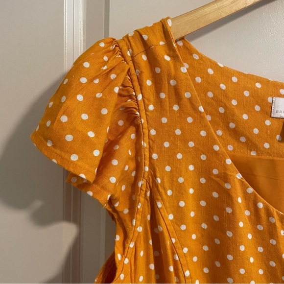 Rachel Parcell Linen Blend Polka Dot Button Front Midi Dress Orange Citrus M - Picture 6 of 16